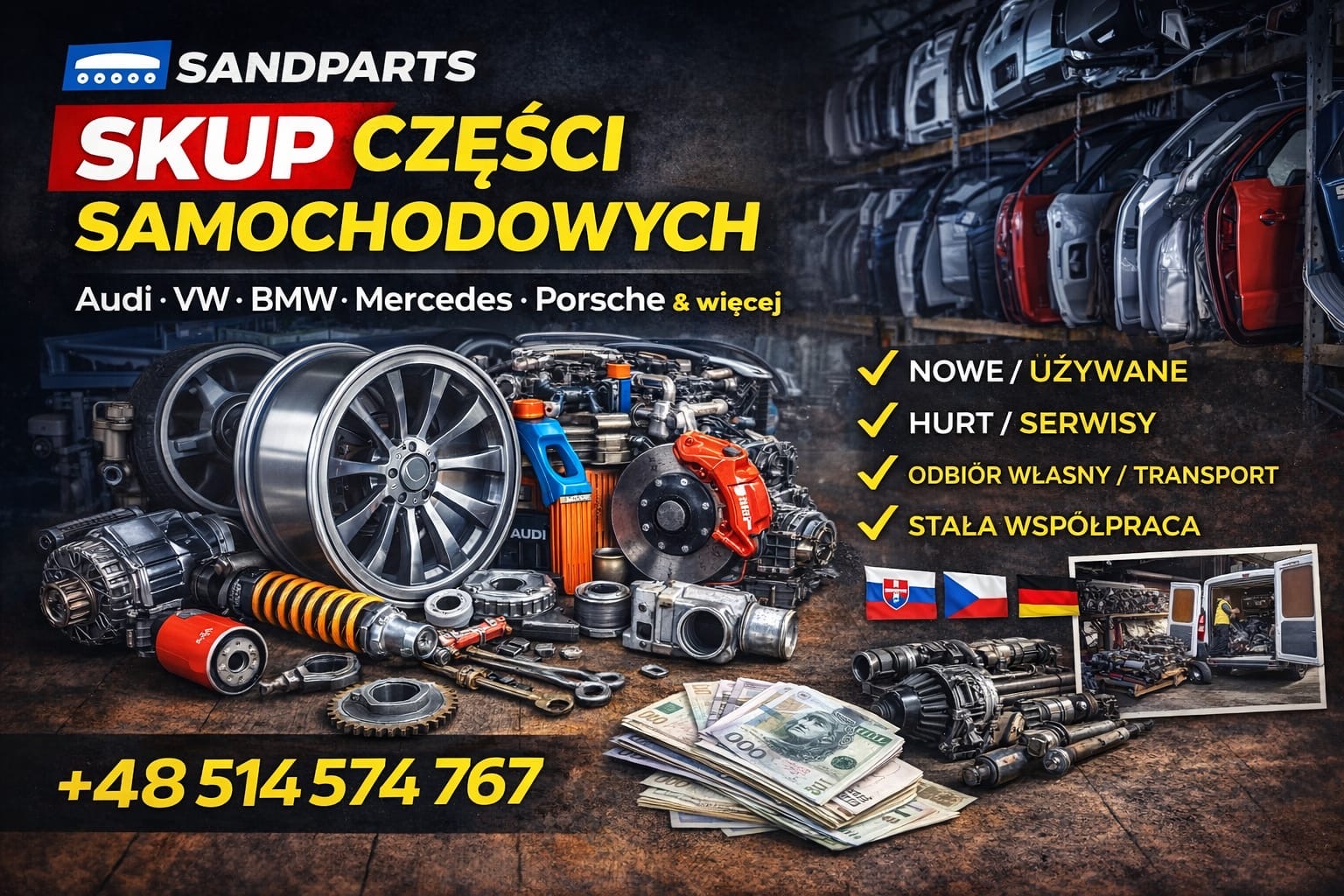 SKUP CZĘŚCI MERCEDES I INNE NOWE MAGAZYNOWE POTESTOWE UŻYWANE HURT